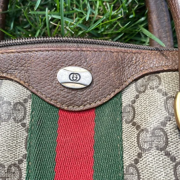 Gucci Beige and Brown Handbag with Red and Green Stripe - Picture 4 of 10